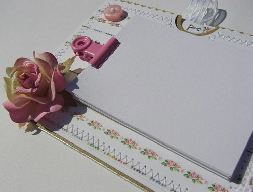 *pink rose* handmade fridge magnet notepad left view
